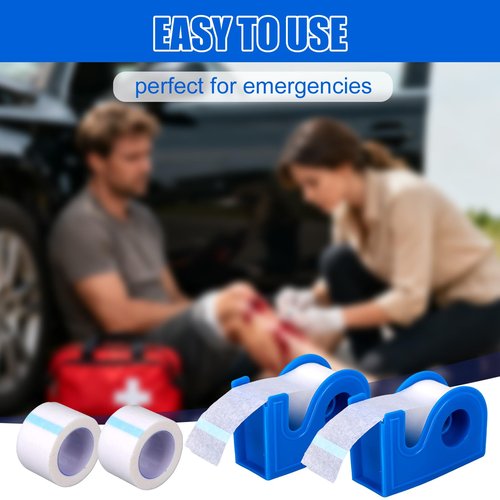 4pcs Paper First Aid Tape with Dispenser, 1inx10 Yards Microporous Tape Hypoallergenic for Sensitive Skin Breathable Micropore Medical Wound Bandage