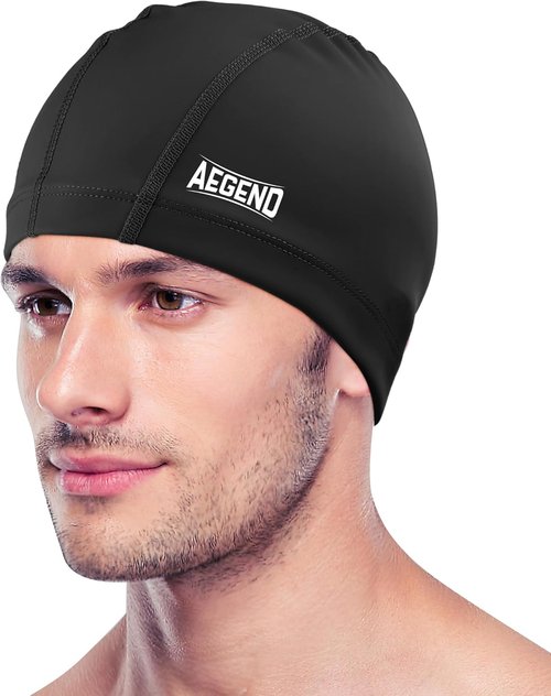 Aegend Swim Cap - Silicone Waterproof Fabric for Youth & Adults | Breathable, High Elasticity, 2 Sizes Available