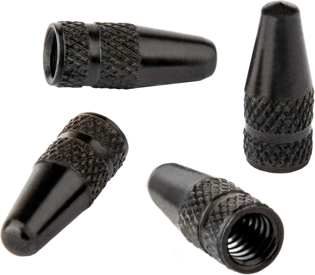 Presta Valve Caps - Anodized Aluminum for Presta/French Valves - Fun Designs: Bullet, Rocket, Hamburger, Pocket Rocket (4 Pack)