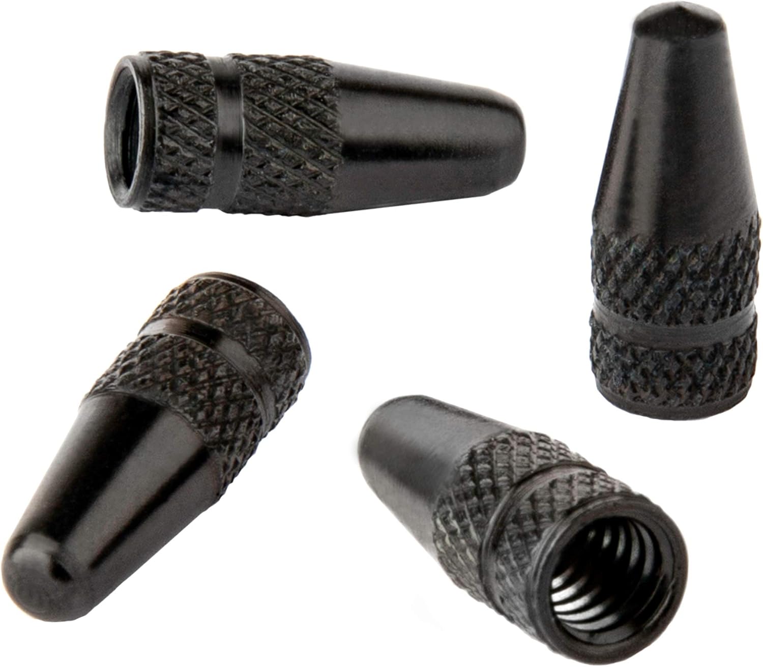 Presta Valve Caps - Anodized Aluminum for Presta/French Valves - Fun Designs: Bullet, Rocket, Hamburger, Pocket Rocket (4 Pack)