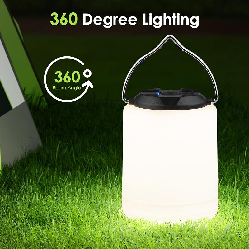BOBKID LED Camping Lantern - Rechargeable, 1000 Lumens, 360° Light, IP44 Waterproof (Black)