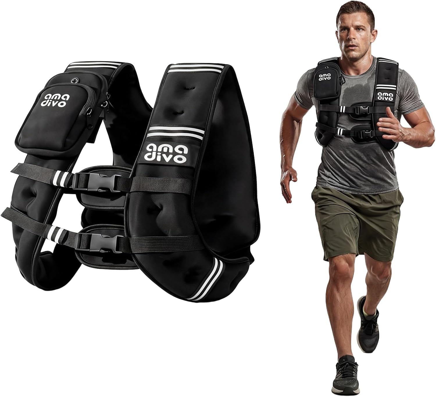 Skiennix Weighted Vest - Reflective Design for Walking, Running & Fitness | Adjustable 20lb, 16lb, 12lb, 8lb
