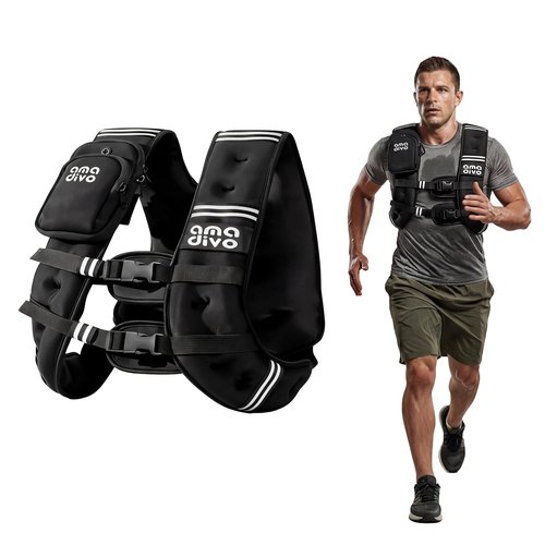 AMA DIVO 20lb Weighted Vest for Men Women, Reflective Weight Vest for Strength Training, Heavy Duty Body Weight Workout, Durable Adjustable Buckles with Detachable Bag, High Intensity Gear