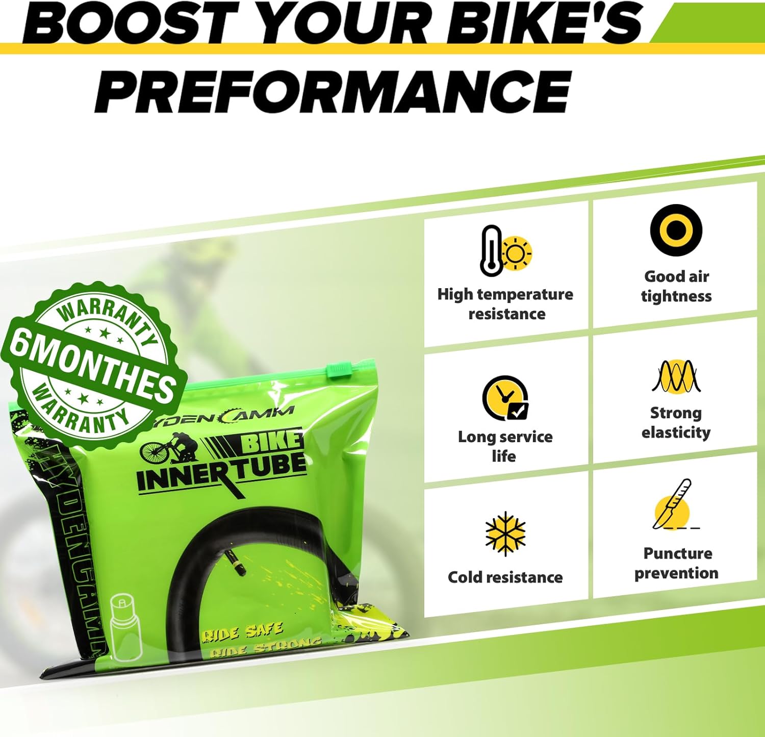 Skiennix Bike Tubes - 4 Pack of 12'' to 29'' Sizes with 32mm Schrader Valve & 2 Tire Levers