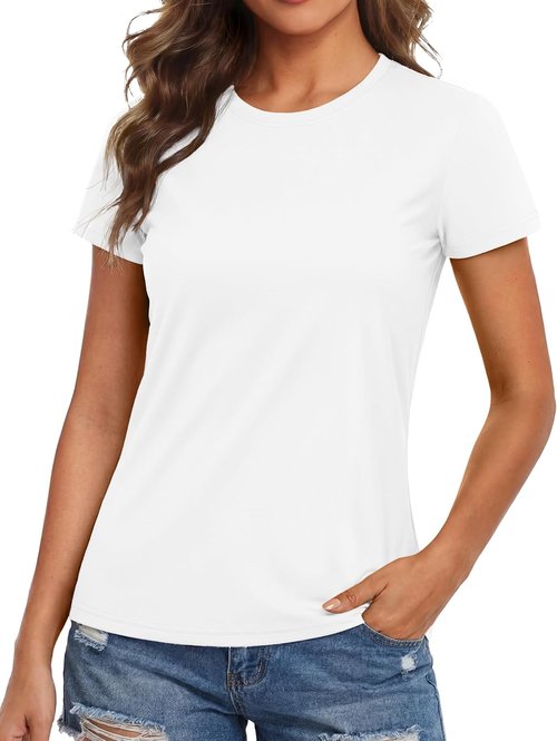 MAGCOMSEN Women's Athletic Workout Tops - UPF 50+ Quick-Dry Short Sleeve Rash Guard