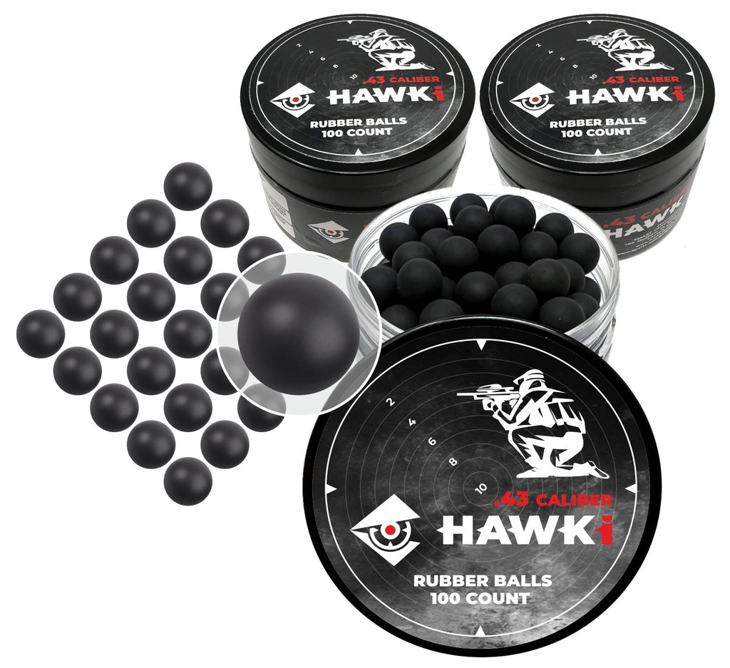 Hawki .43 Cal Training Rubber Balls for Paintball Guns 300 Pack (Black)