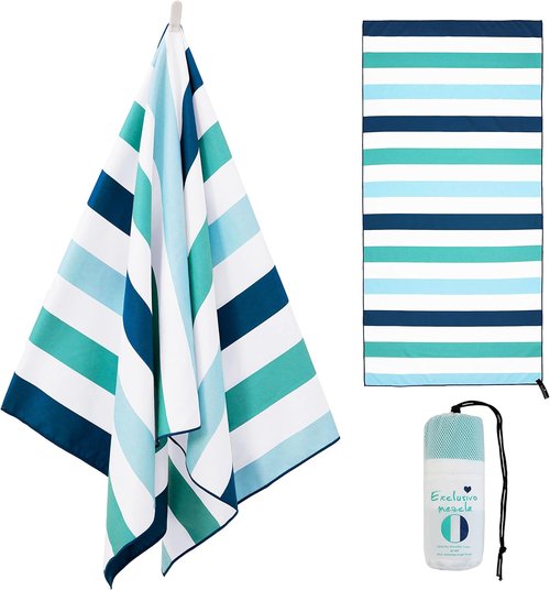 Exclusivo Mezcla Large Microfiber Beach Towel - Quick Dry, Lightweight & Sand-Free | Green, 30x60 Inches