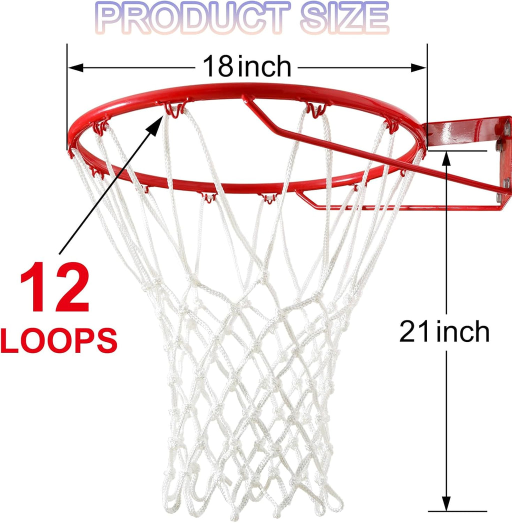 Regine Switzerland Professional Heavy Duty Basketball Net - All-Weather, Anti-Whip, 12 Loops (7.16 oz)