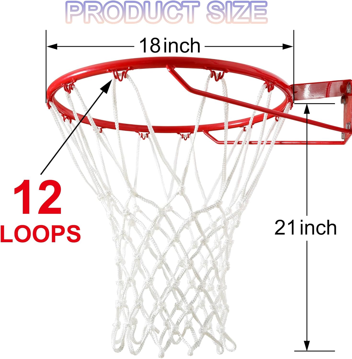 Regine Switzerland Professional Heavy Duty Basketball Net - All-Weather, Anti-Whip, 12 Loops (7.16 oz)