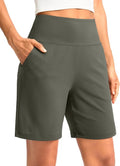 G Gradual Women's Bermuda Long Shorts with Pockets 9" High Waisted Knee Length Shorts for Women Walking Athletic Workout