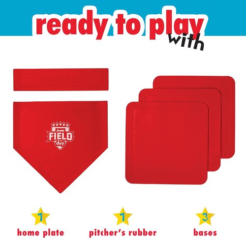 Franklin Sports Baseball Base Set - Portable Rubber Bases for Baseball & Softball | Easy Setup Red