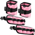 Hollowfly 2 Pairs Ankle Wrist Weights for Land or Aquatic Exercise Aqua Cuffs Aqua Aerobics Fitness Bands for Ankle and Wrist Adjustable Weights for Swimming Pool Workout Equipment(Pink,1lb)