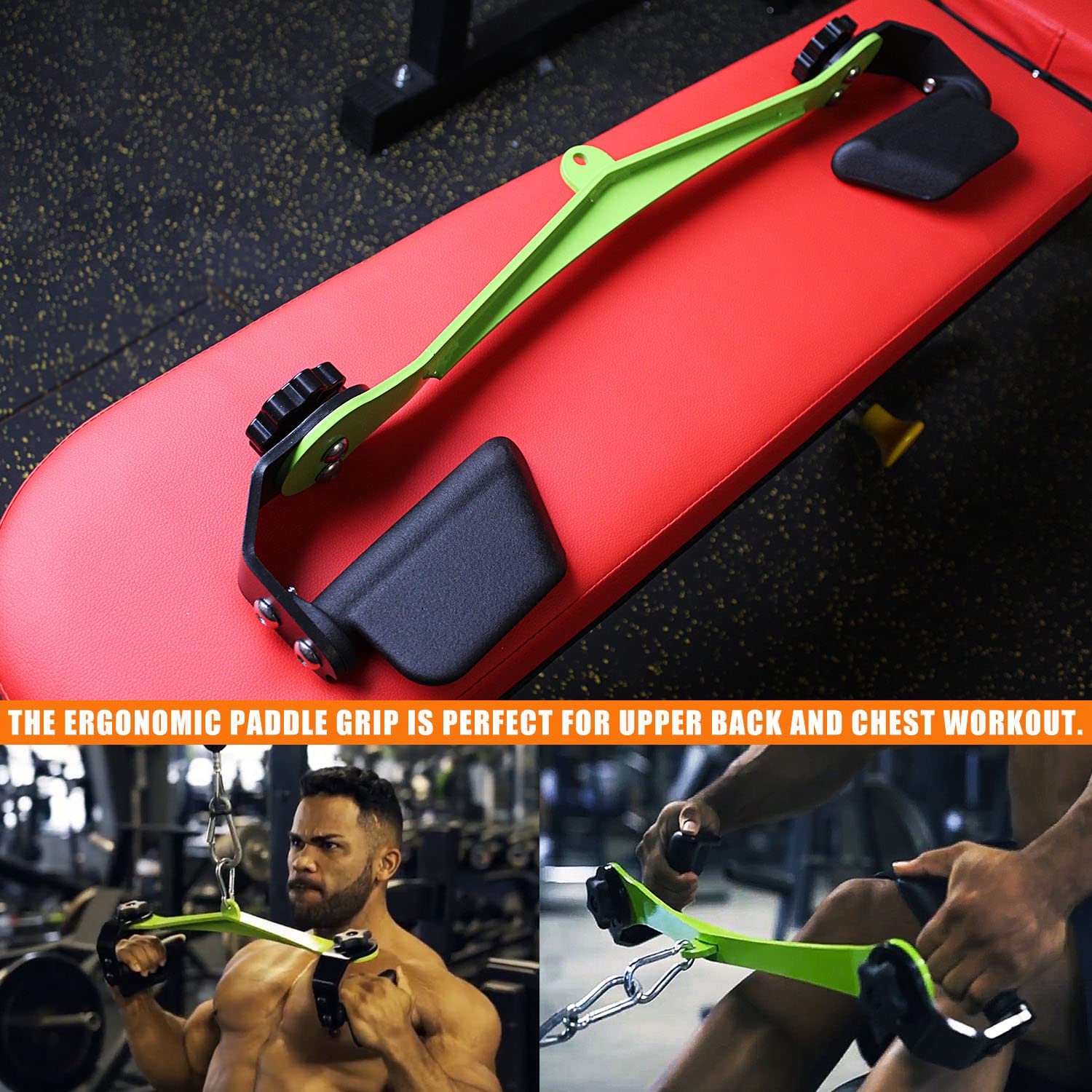 KORIKAHM Adjustable Lat Pull down Bar, Cable Machine Attachments for Gym, Home Gym Fitness T-bar Row Pulldown Attachments, Lat Pull Down Machine Wide Grip Neutral Grip Handle (SP-03)