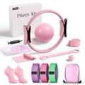 Pilates kit for Home, 12 Inch Pilates Ring and Ball Set，Pilates Equipment with 3 Fabric Resistance Bands, Massage Ball, Pilates Starter Kit for Strength, Toning, Including Workout Guide(Pink)