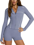 Lviefent Women's Active Jacket - Color Block Slim Fit Long Sleeve Workout Top with Thumb Holes