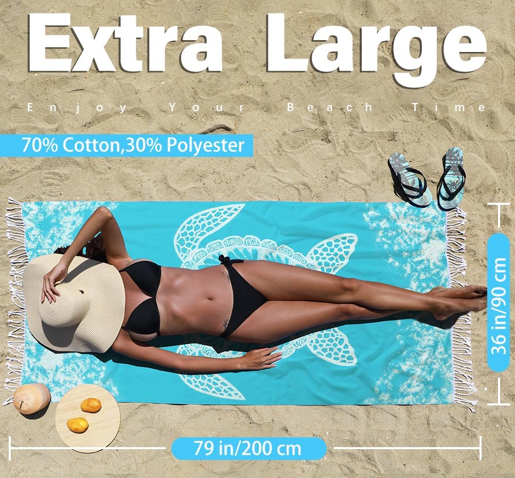 Skiennix Turkish Beach Towels - Quick Dry, Absorbent Cotton, Extra Large, Lightweight | Sand-Free Pool & Bath Essentials