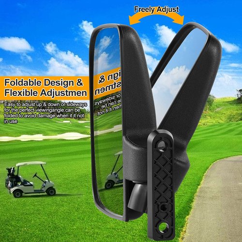 Golf Cart Side Mirrors for Club Car EZ-GO Yamaha and other 180°Adjustable Folding Wide-Angle Side View Mirror