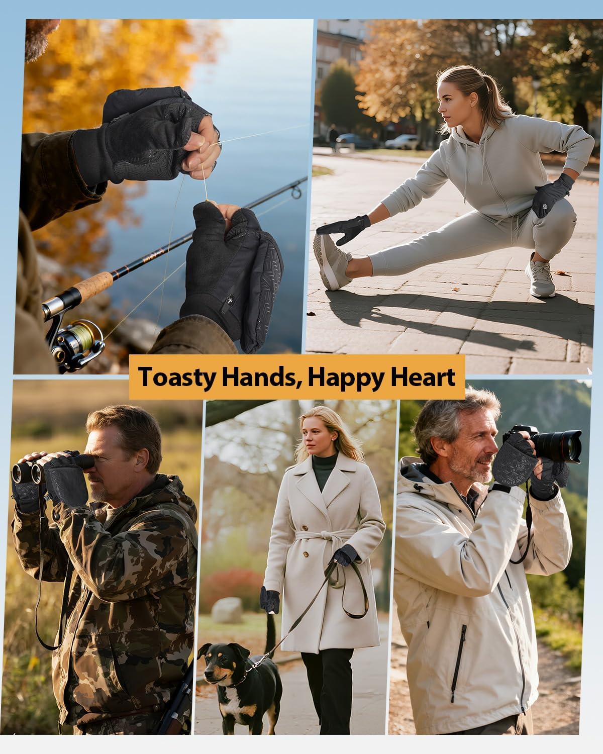 RIGWARL Winter Fingerless Gloves - Convertible Mittens with Hand Warmer Pocket for Men & Women
