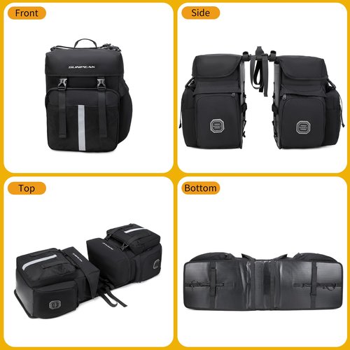 Sunpeak Bike Bag Accessories Panniers for Bicycle Rear Rack Bag 45L Waterproof Mountain Electric Bike Saddle Bag for Cycling Traveling Commuting Black