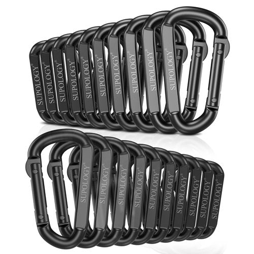 Carabiner Clip, 900 LBS 2.5" Iron Heavy Duty Caribeaners for Hammocks, Camping Accessories, Hiking and Gym, D Shaped Spring Hook Small Carabiners for Dog Leash, Key Ring (20PCS 2.5" Carabiner Clips)