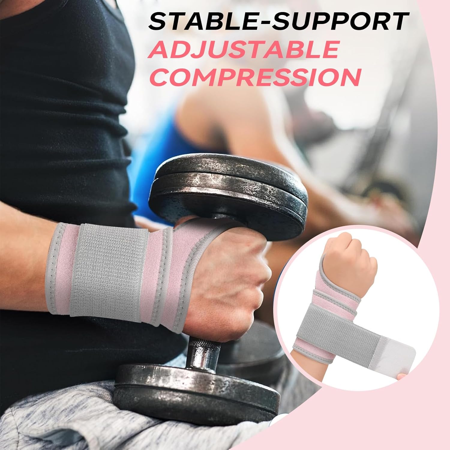 Skiennix Carpal Tunnel Wrist Brace - Adjustable Support Wraps for Tendonitis & Arthritis | 2-Pack, Pink