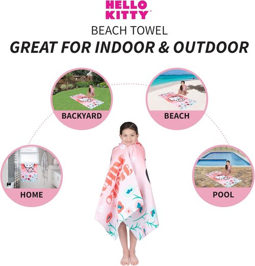 Franco | Hello Kitty Super Soft Cotton Beach Towel - 58" x 28" for Kids