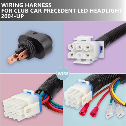 Gaoerfu-CP Club Car Precedent Led Head Light Wire Harness, Fits 2004-UP Electric Golf Carts (Club Car Precedent Led Head Light Wire Harness)