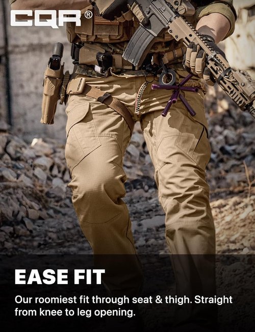 CQR Men's Tactical Pants - Lightweight Water Resistant Ripstop Cargo Pants for Outdoor Adventures