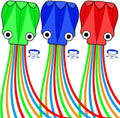 SGftre Octopus Kites - Easy to Fly 3-Piece Set for Kids & Adults | Red, Blue, Green Colors