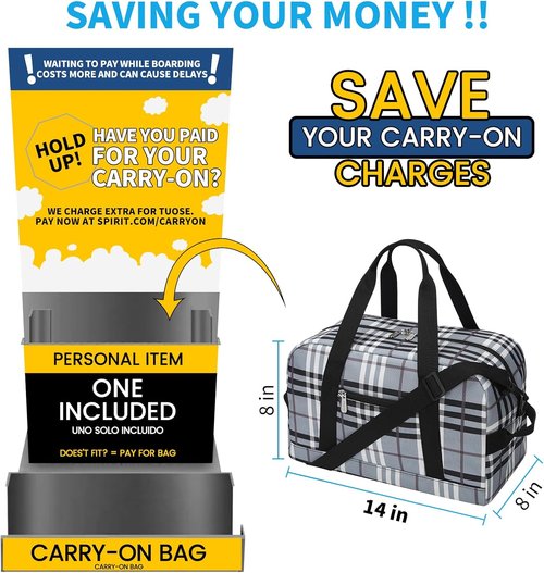 Apenze Small Gym Bag - Lightweight 14-Inch Mini Duffel for Travel & Sports - Gray White Plaid