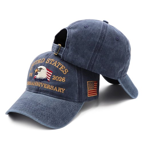250 Anniversary USA Hat Embroidered Adjustable 250 Anniversary USA Hat,Patriotic Bald Eagle Baseball Cap for Men Women Gifts Navy Blue