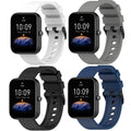 QHBAMD Silicone Bands Compatible for Amazfit Bip 3 Pro/Bip 3/ Bip U Pro/Bip U/Bip S/Bip Lite/Bip S Lite/Amazfit GTR 42 mm, 4 Pack 20mm Soft Replacement Wristband (Yellow Gray+ black+ blue+ white)