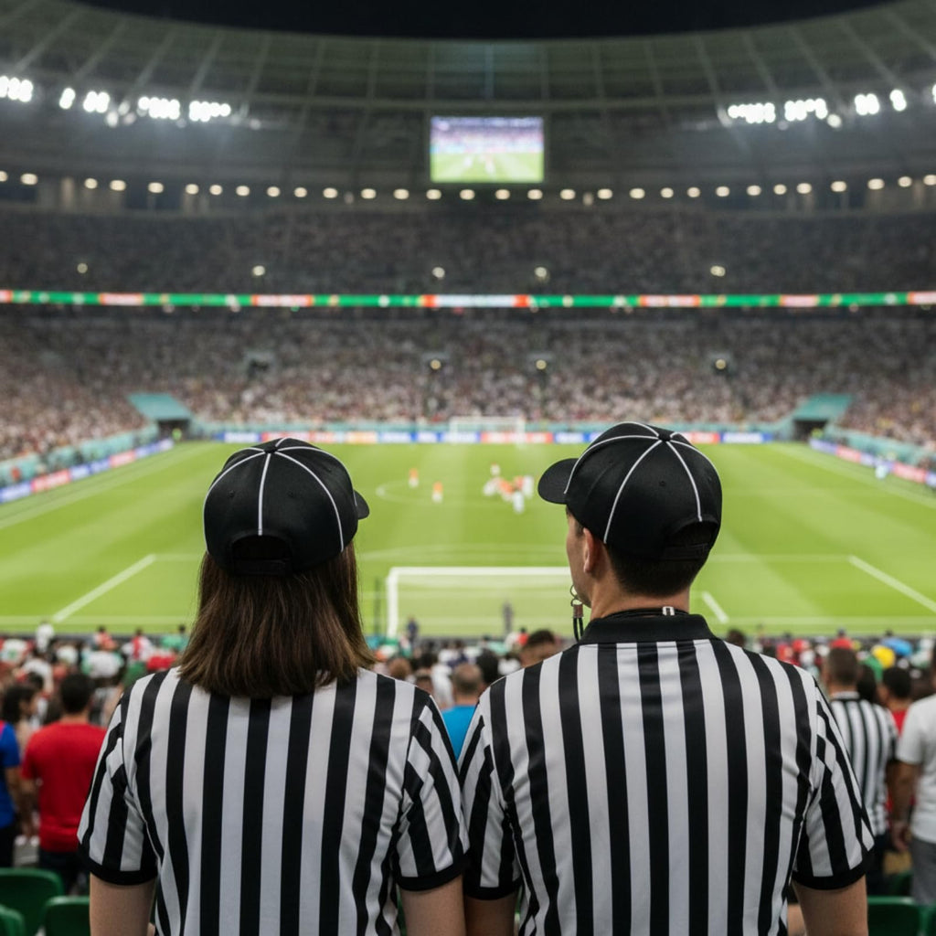 Geyoga 4 Pcs Referee Shirt Soccer Jersey for World Soccer Official Referee Costume Set Football Jersey Hat Whistle Lanyard(L)