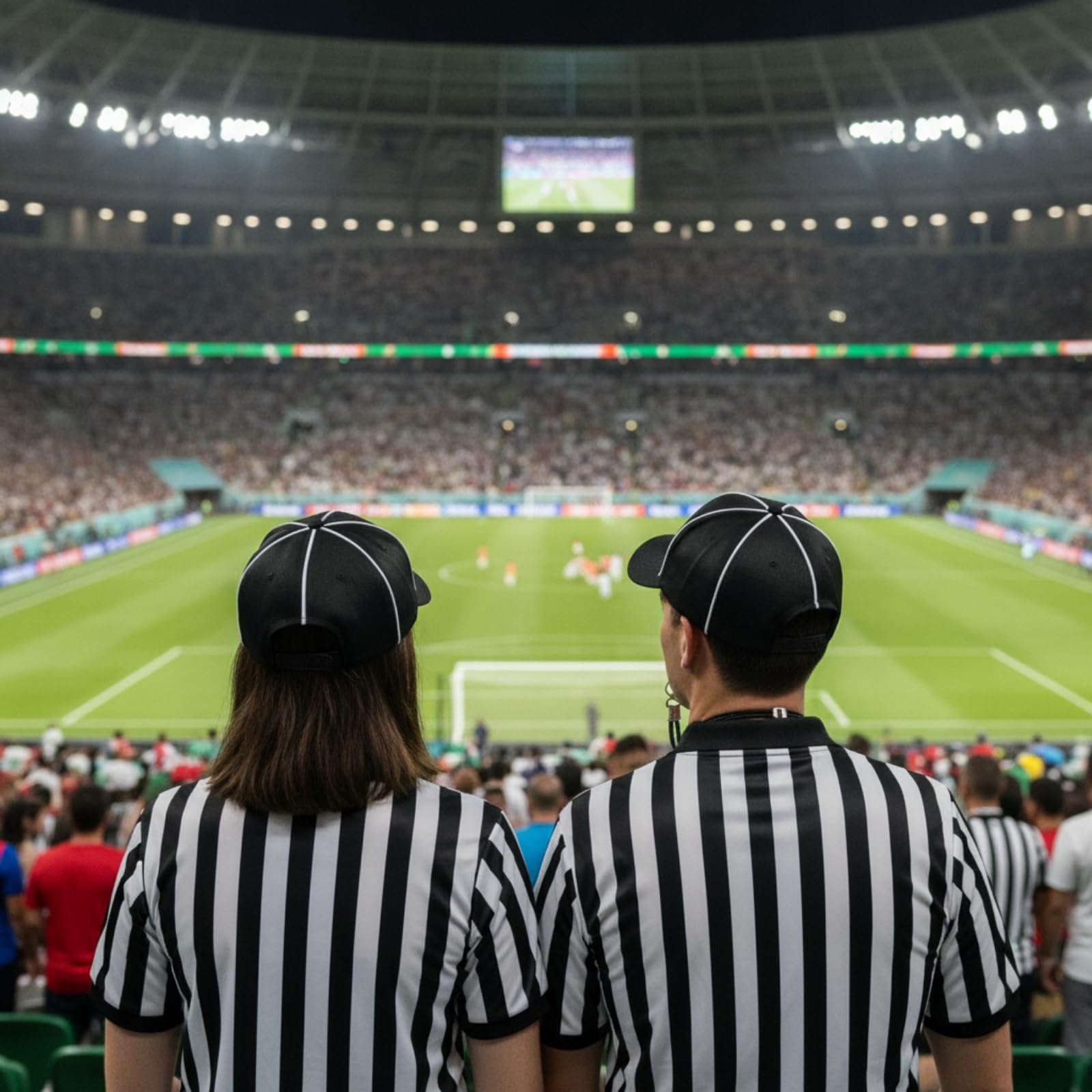Geyoga 4 Pcs Referee Shirt Soccer Jersey for World Soccer Official Referee Costume Set Football Jersey Hat Whistle Lanyard(L)