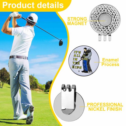 Lunarthos 10PC Golf Hat Clips with Magnetic Ball Markers, Funny Character Designs, 25mm Diameter, Lightweight & Scratch - Free, Ideal Golf Accessories for Men Women
