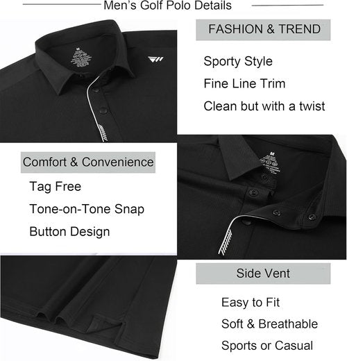 Alex Vando Men's Golf Shirts - Moisture-Wicking Quick-Dry Performance Polo | Short Sleeve Active Wear