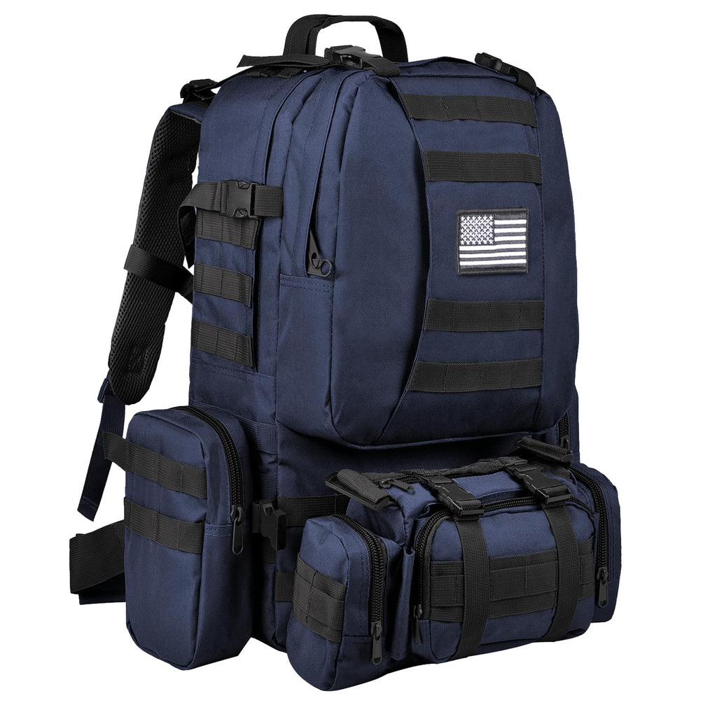 CVLIFE Tactical Backpack Military Army Rucksack 60L Large Assault Pack Detachable Molle Bag, Blue