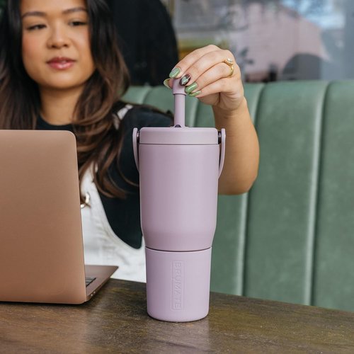 BrüMate Magnetic Straw Caps - Silicone Straw Topper 2-Pack | Dust & Dirt Resistant | Fits All Era & Resa Tumblers (Dune)