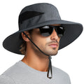 PFFY Sun Hats for Men Women Wide Brim Bucket Hat UPF 50+ Outdoor Beach Hiking Fishing Hat Darkgrey