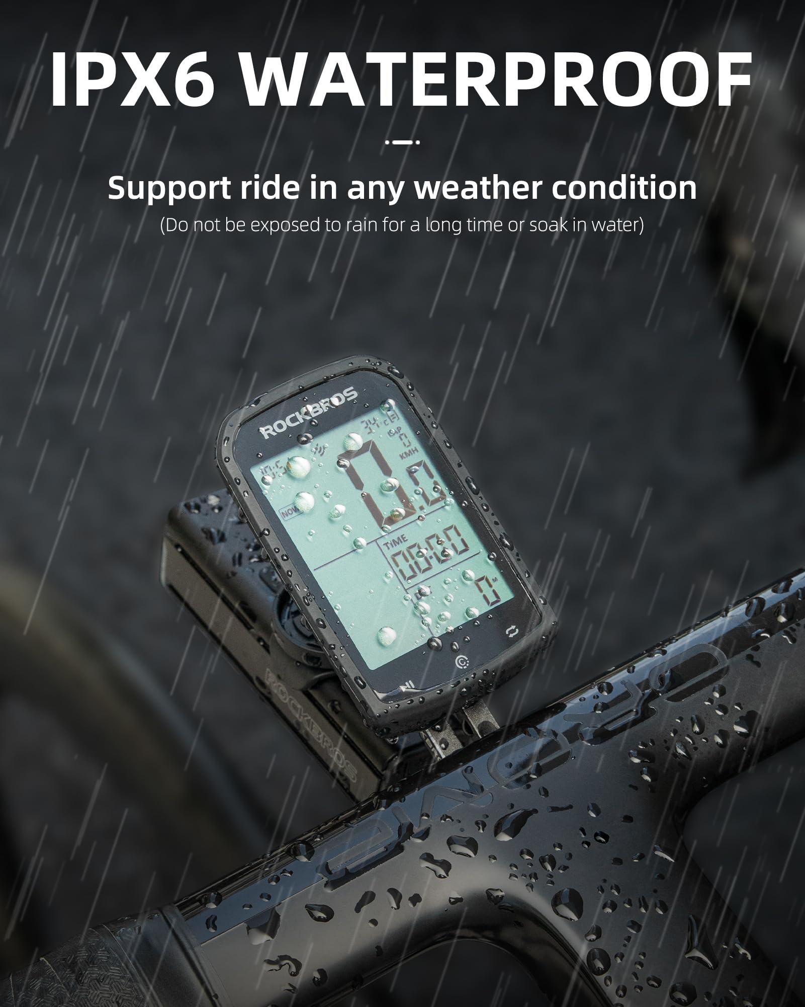 ROCKBROS Bike Computer Wireless Cycling Computers ANT+ Bluetooth Bicycle Computer Mini Speedometer Odometer Waterproof 2.9inch LCD Screen GPS/BDS/Galileo Position System
