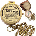 to My Son Compass, Engraved Gift from Dad or Mom, Father-Son & Mother-Son Bonding Keepsake, Gift Compass, Brass Compass with Leather Case–Inspirational Quote for Birthday, Graduation, or Christmas