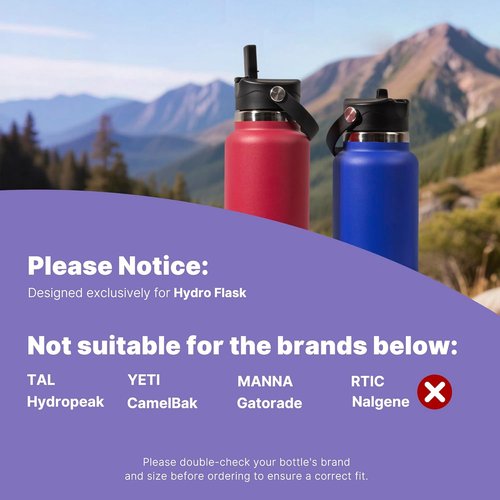 Hydro Flask Straw Lid - Replacement Straw Top Cap with Straws & Brush | BPA-Free for 12-40 oz Bottles