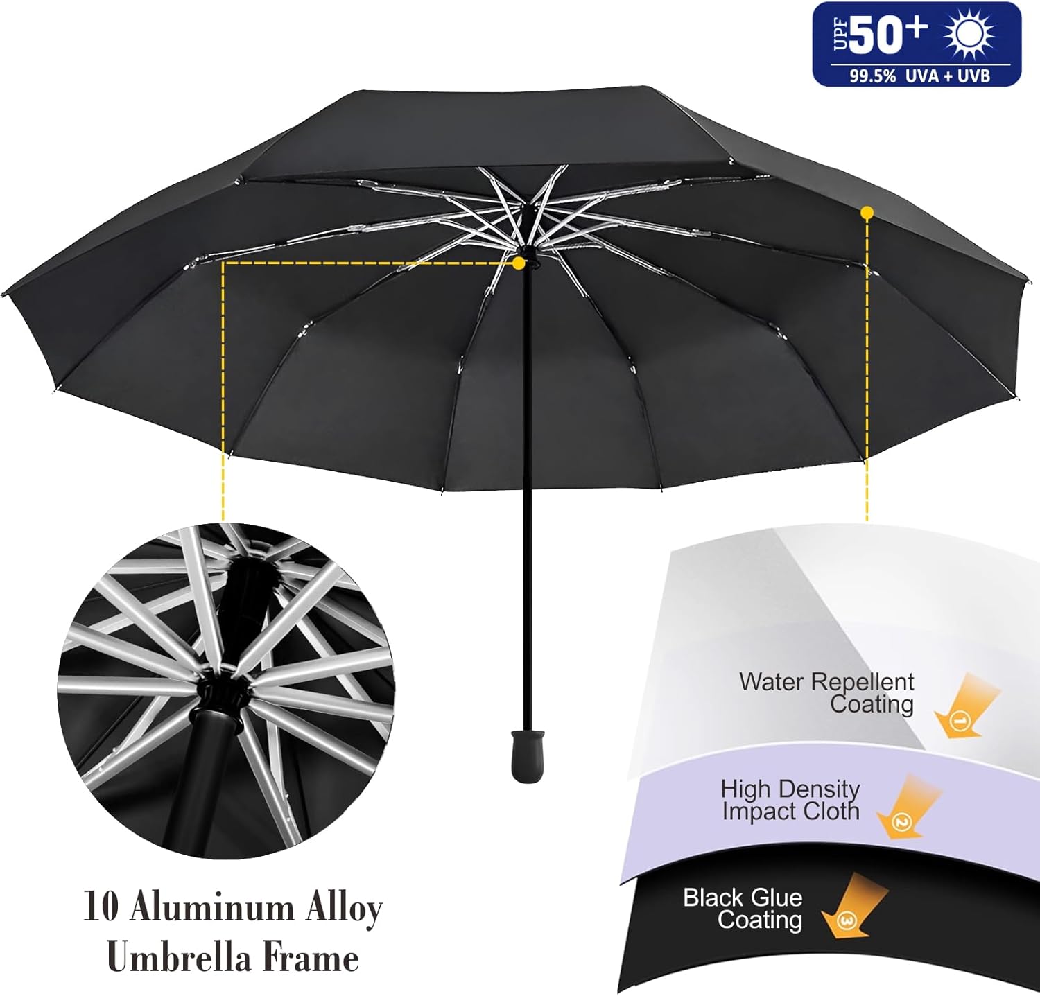 XLINGZA Beach Umbrella - UPF 50+ Protection with Adjustable Universal Clamp for Ultimate Shade
