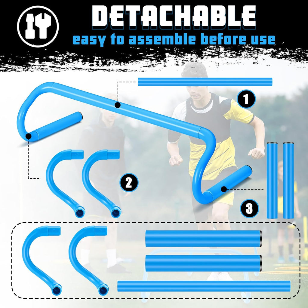 Wettarn 10 Pcs Speed Agility Training Hurdles Detachable Durable Hurdle Agility Plyometric and All Purpose Speed Training Equipment for Athletes Soccer Basketball