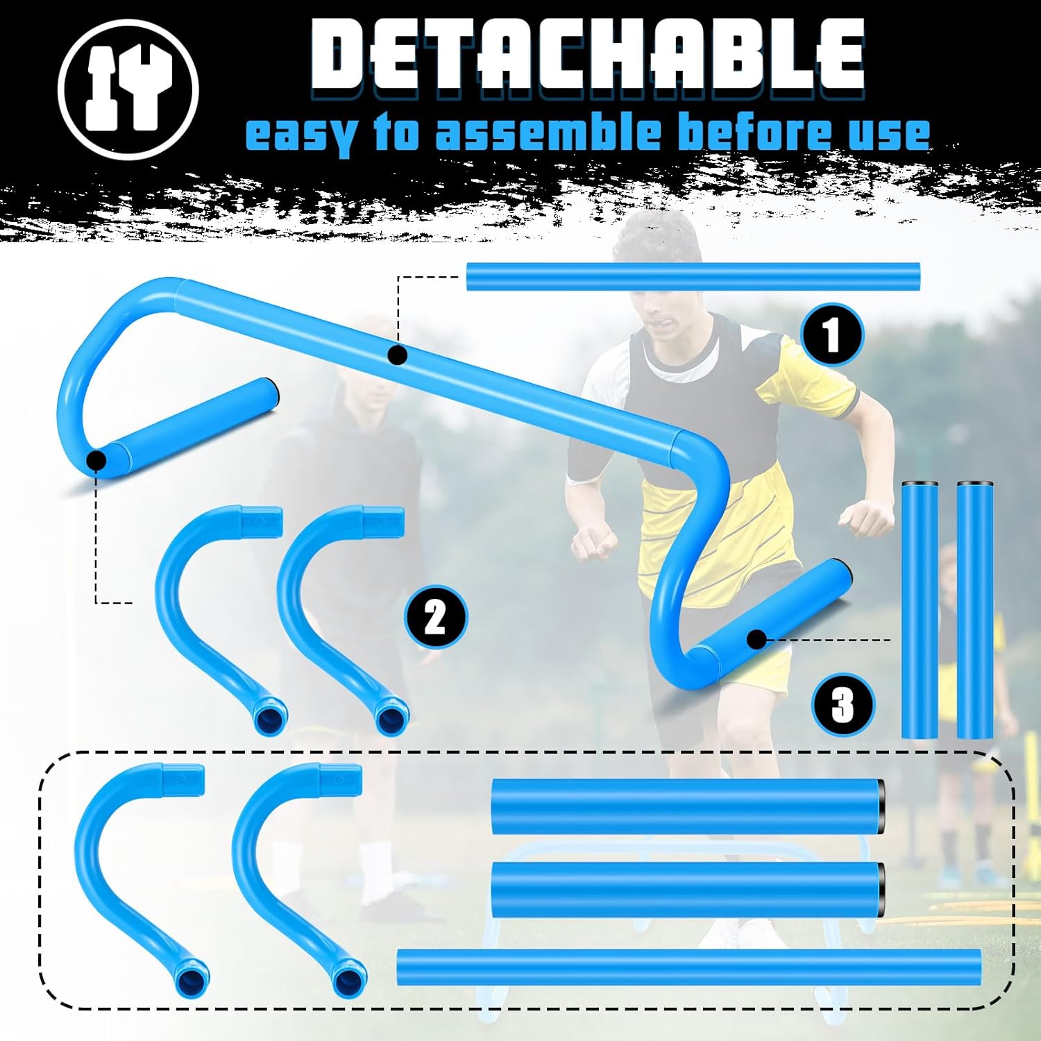 Wettarn 10 Pcs Speed Agility Training Hurdles Detachable Durable Hurdle Agility Plyometric and All Purpose Speed Training Equipment for Athletes Soccer Basketball