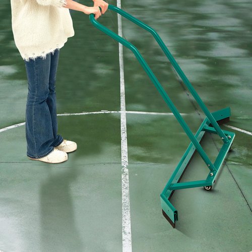 Leyndo Sport Tennis Court Squeegee 55.1x9.5x46.5 Inches Floor Squeegee Heavy Duty with Handle Aluminium Alloy, Green Wheel Commercial Water Remover Professional Accessories Squeegee Broom