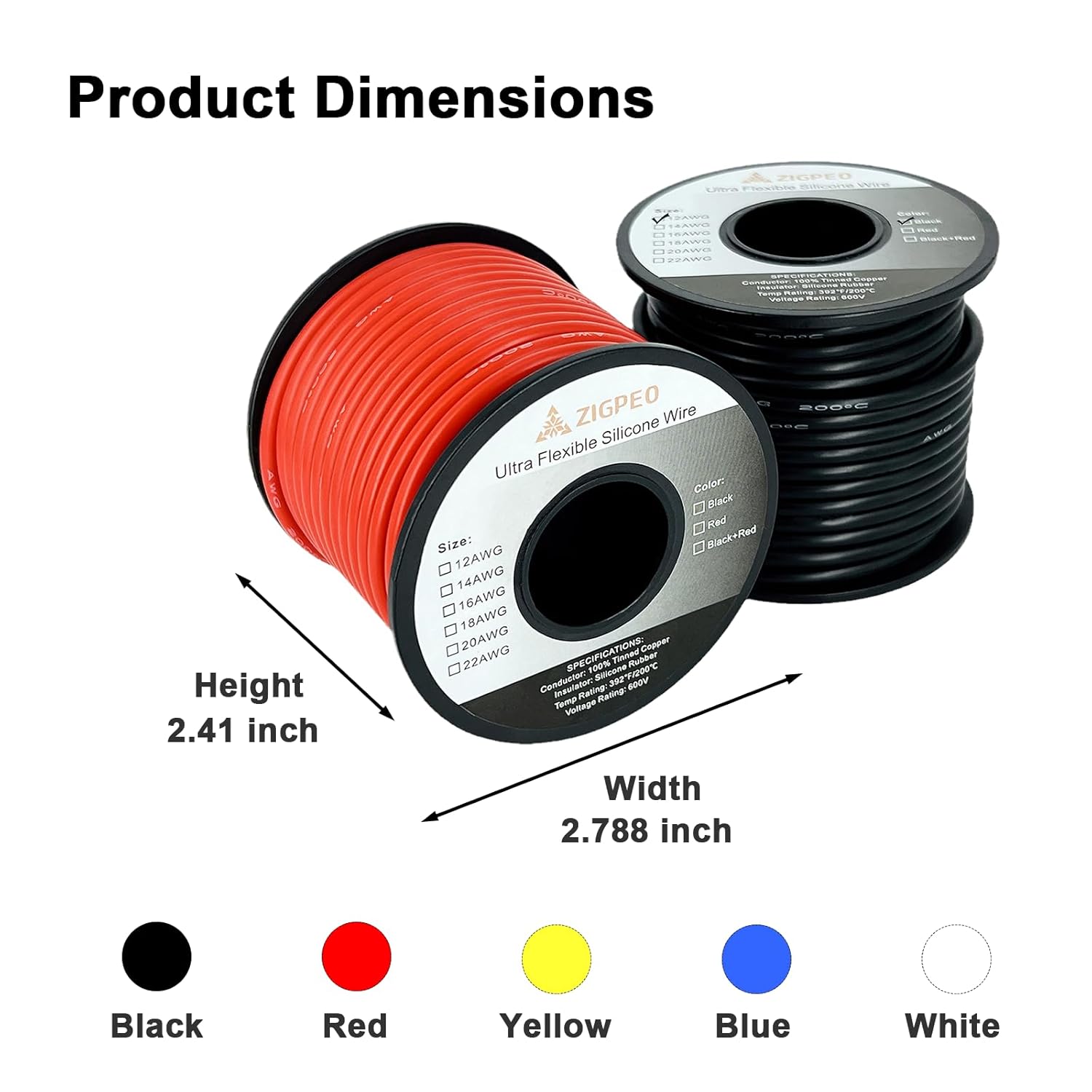 12 AWG Silicone Wire by [Brand Name] - Extra Flexible Stranded Copper Wire, High Temp 392℉ 600V | 50FT Red & Black Spools