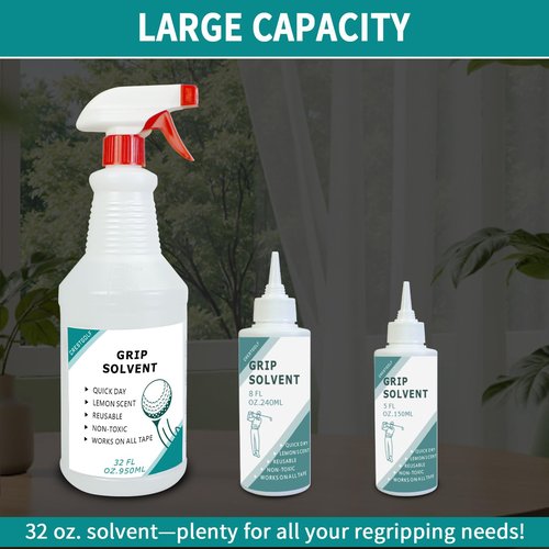 Crestgolf Professional Golf Grip Solvent 32 OZ Solvent Light &Mild Lemon Scent for Regripping Golf Clubs and Golf Grip Repair - Golf Grip Solution - Non-Toxic, Non-Flammable（Give 15 PC Grip T） Apes