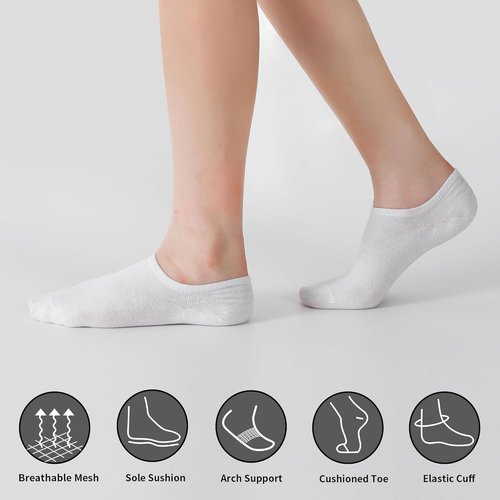 Loucey No Show Socks - Cushioned Low Cut Ankle Socks for Men & Women | 18 Pack for Running & Gym