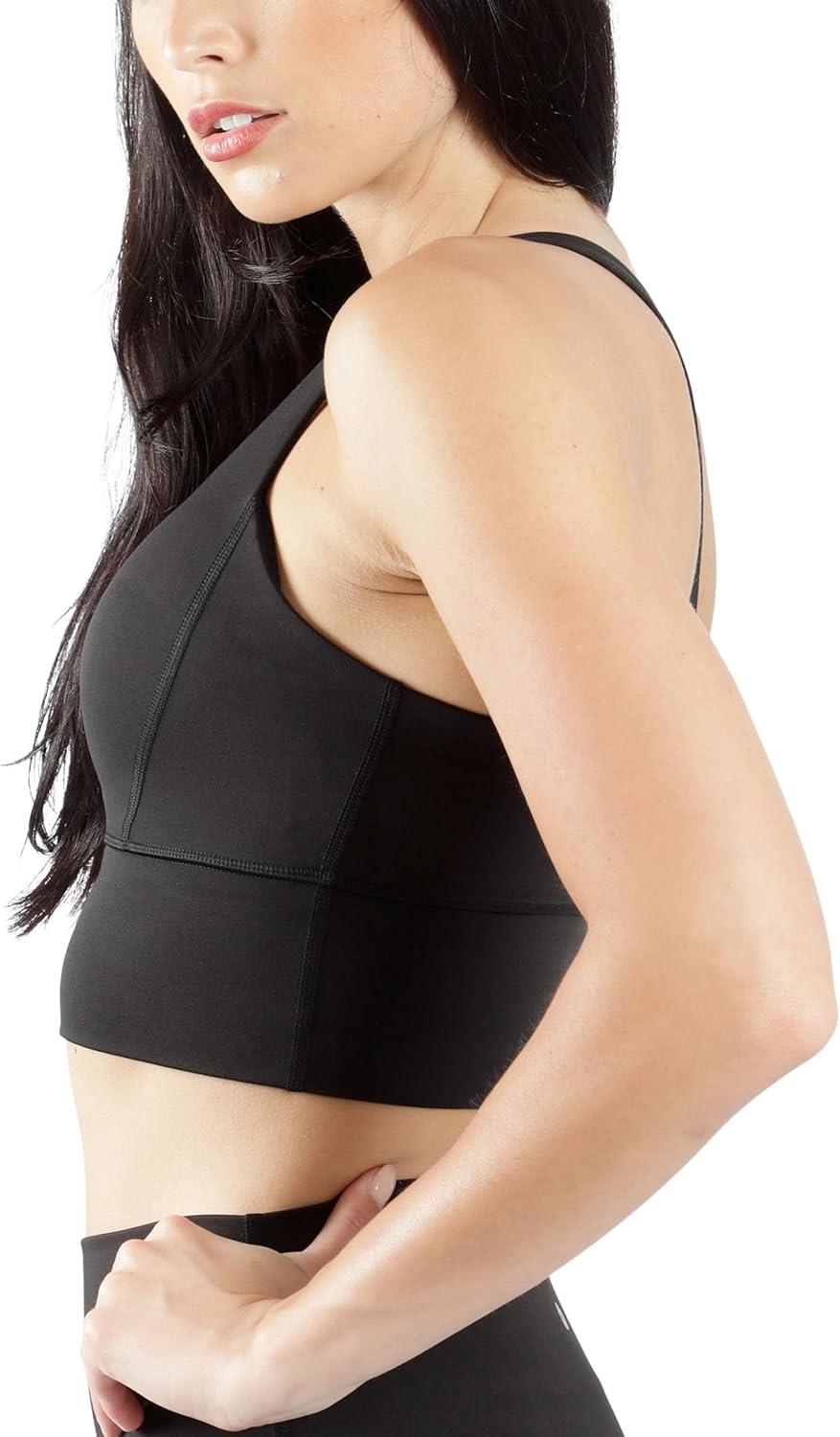 90 Degree By Reflex Long Line Sports Bra - Medium Impact Racerback Yoga Top for Comfort & Support